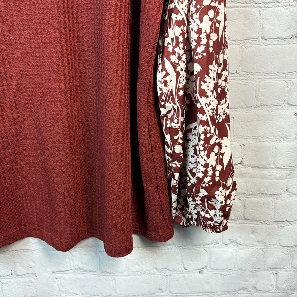BloomChic Rust Waffle Knit Balloon Sleeve Top Plus Size 4X - Picture 4 of 7